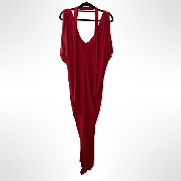 MISA Los Angeles Xenia Dress red jersey draped tie maxi Revolve $330 Sz S - Picture 6 of 11